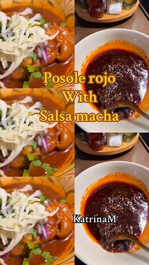Tonight’s dinner is all about bold flavors and comfort—homemade posole rojo simmered to perfection, paired with fiery salsa macha that brings the heat! Nothing beats a warm bowl and a spicy kick. 🌶️🍲 #MadeWithLove #PosoleRojo #SalsaMacha #MexicanFood #HomeCooking #SpicyFoodLovers #DinnerVibes #FoodieLife #ComfortFood #LatinFlavors #CocinaCasera | Katrina Medina