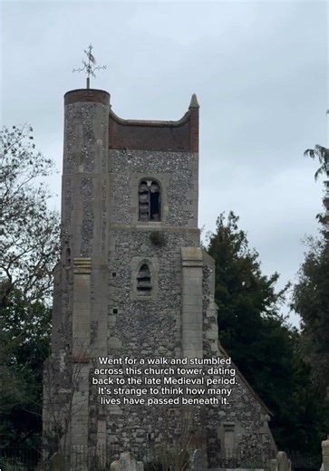 Sometimes history appears when you least expect it. This late medieval tower in Ewell is the last surviving part of the original church at St Mary the Virgin Parish Church. ⛪️ #history #medieval #medievaltok #history #tudorhistory