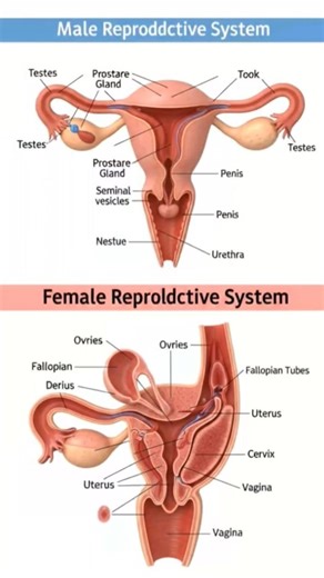 Male female Reproductive System | 3D Medical Animation with Labeled Organs #shorts