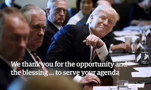 920K views · 1.2K reactions | Donald J. Trump went around the entire table listening to each of his cabinet members take turns praising him for a full 11 minutes: "We thank you for the opportunity and the blessing … to serve your agenda" | Guardian Australia | Facebook