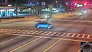A red light camera catches the moment a Florida police officer slams into a car while plowing through a red light during a chase. The officer was cited and the driver of the other vehicle is now planning a lawsuit. How fast police say the officer was going here: http://www.fox29.com/news/143146086-story | FOX 29