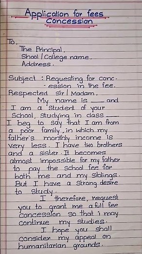 Application for Fee Concession #fees #english #schoollife #school