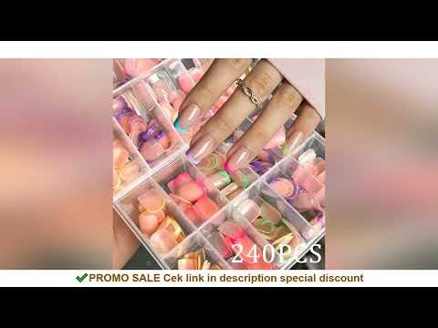 1BOX Candy Color French Short Square False Nails Pink/Green/Purple Full Cover Macarons Press On Nail