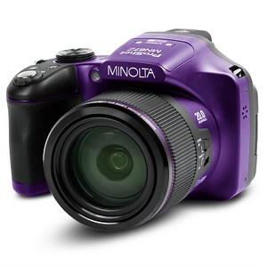 Minolta Pro Shot 20 Mega Pixel HD Digital Camera with 67x Optical Zoom, Full 1080p HD Video & 16GB SD Card (Purple)
