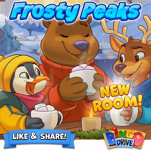 ❄️ Frosty Peaks is here! ❄️ Step into a world of snow-covered heights, icy winds, and breathtaking mountain views. This week’s Room is filled with crisp adventure, frozen beauty, and thrilling moments waiting to be discovered. Check it out in this week’s Room: Frosty Peaks! ✨ Take a chance by picking your Lucky Numbers, and collect earmuffs to enter the Bonus Game. 🎁: https://join.bingodrive.com/BXwM/gift?pk=pqJj265DRX Like & Share the FUN! | Bingo Drive