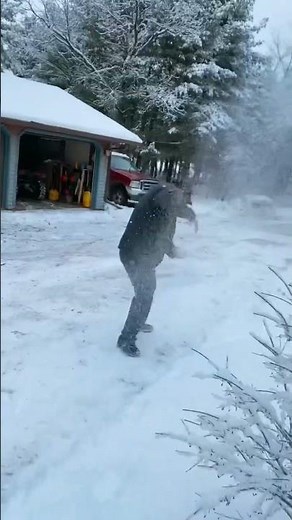 Snowball fight with my husband.