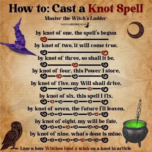Cast a knot Magic spell https://www.magicalrecipesonline.com/2012/10/knot-magic-how-to-bind-magic-power-using-knots.html #knotmagic | Magical Recipes Online