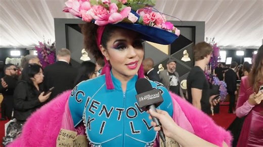 Joy Villa breaks down her 'Scientology kills' outfit & shouts out Nicki Minaj | Grammys 2026