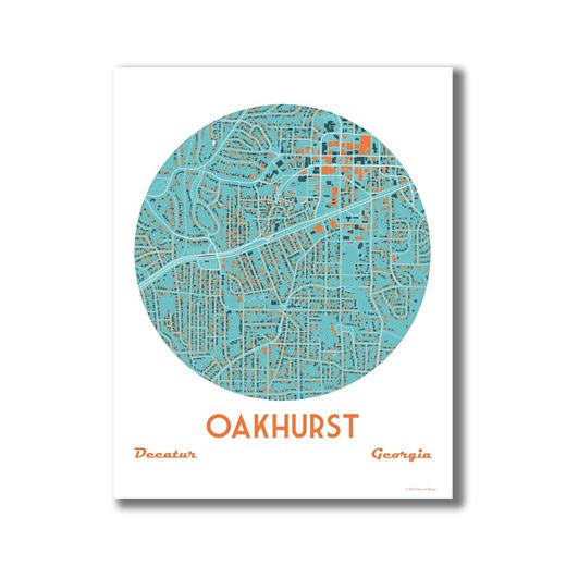 Oakhurst Map, Decatur Georgia Art Print, Hometown Vibe - Etsy