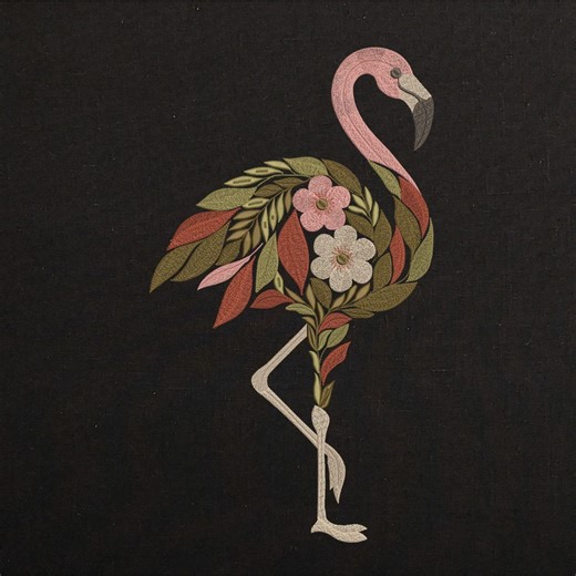 Floral Flamingo Machine Embroidery Design: Tropical Bird Pattern (instant Download - Etsy