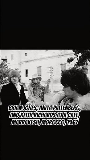 Brian Jones, Anita Pallenberg, and Keith Richards at a Cafe, Marrakesh, Morocco, 1967
