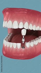 Dental implant and ceramic crown. Medically accurate tooth 3D Animation
