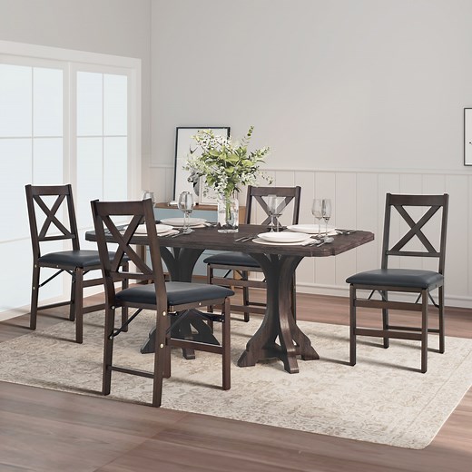 Inbox Zero Padded Stackable Folding Dining Chairs Folding Chair Set & Reviews | Wayfair