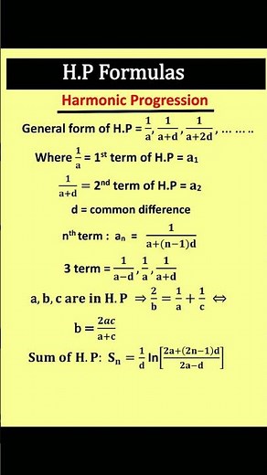 Harmonic progression formulas||maths|#shorts
