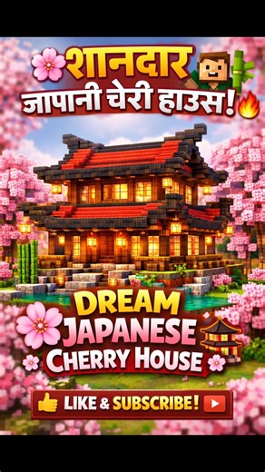 Minecraft House Tutorial - Japanese Cherry House 🏠 #minecraft #house #shorts #ekday @ekday