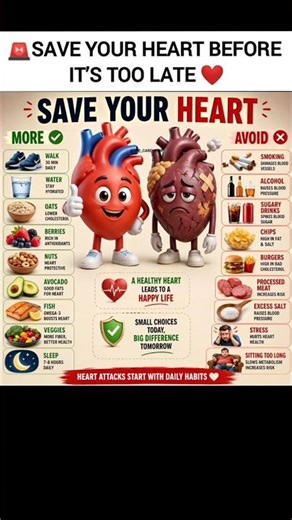 Healthy Heart Guide ❤️ | What to Eat & What to Avoid (Must Watch) #shorts #heart #fyp #viral