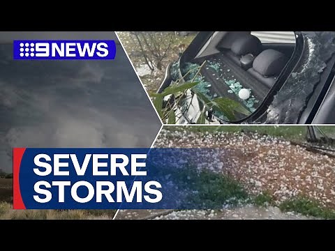 Hail and lightning hit Queensland as residents brace for 'super cell' storm | 9 News Australia