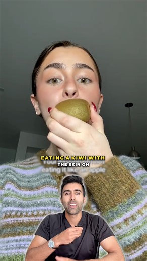 Have you ever tried eating a kiwi with the skin on? Eating a kiwi with the skin on might look unusual, but it is not wrong. The skin is edible and boosts fiber and antioxidant intake when the fruit is washed well. For many people, this is a simple way to get more nutritional value from the same fruit. However, kiwi skin does contain oxalates, which can contribute to kidney stones in susceptible individuals, so it may not be ideal for everyone. PMID: 28239098 VC: @danicolexx Follow @doctorsoood t