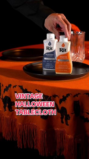 Reviving the Magic of Halloween with this Vintage-Inspired Tablecloth! A labor of love, this enchanting creation was brought to life using an old tablecloth, Rit Dye, and stencils. Embracing the nostalgia of a bygone era, it's the perfect centerpiece for spirited gatherings. Did you know? Adding a small drop of the color opposite of your main color on the color wheel will give the final color an aged matured hue? I love color magic. #ritdye #rit #vintagehalloween #vintagehalloweeninspired #hallo
