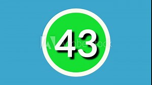 Number 43 forty three sign symbol animation motion graphics on green sphere on blue background,4k cartoon video number for video elements