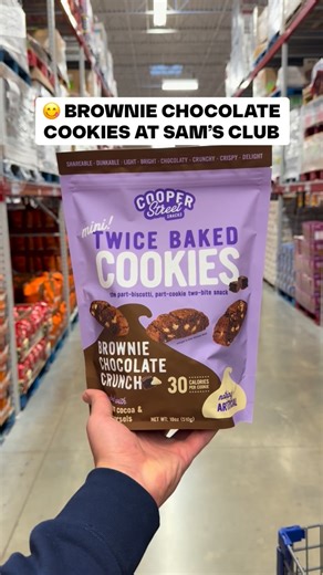 🍪 Brownie Chocolate Crunch Cookies are at Sam’s Club! These twice-baked bites are part cookie, part biscotti, and completely irresistible 😍 Crunchy, chocolaty perfection that goes perfectly with coffee or tea! #SamsClub #SnackTime | Sam's Club Favorites