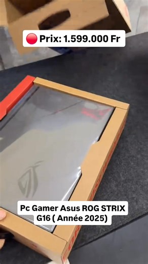 PC Gamer ASUS ROG STRIX G16 (Année 2025) AMD Ryzen 9-8940HX Serie 8000 équivalent Core i9 14ème Génération avec ( 16Cœurs / 32Threads ) intégré de NVIDIA GeForce RTX Série 5000 5070Ti ( 12Go Dédié GDDR7 ) avec 1Tera SSD et 16Go Ram DDR5 , En Stock, Etat Neuf dans son carton 📦. Pc Professionnelles pour les Travaux lourds, Jeux Lourds, Entreprises, Étudiants, Gaming, Architectes ,Designers ,Ingénieurs, Programmeurs, développeurs d'applications Web, Montage Vidéo, Télédétection, Trading etc.. 🔴 P