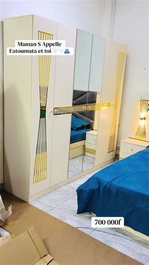 Chambre complète lit 3 places Armoire 6 portier Avec coiffeuse maintenant disponible ici à Bamako plus d’infos contactez nous au numéro suivant 00223 77477597#QualitéConfirmée #tiktokviral