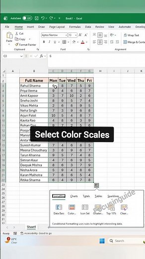 Quick Color Scales in Excel | Highlight Data in Seconds 🔥 #focusinguide