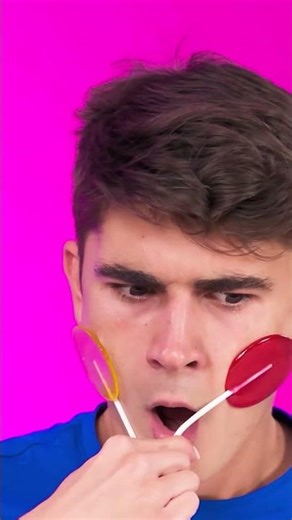 The guy stuck a lollipop