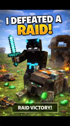 I Defeated A Raid In Minecraft! 😱⚔️ | Minecraft Shorts | #minecraft #shorts #viral