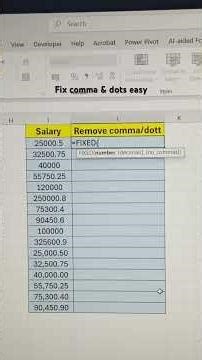 Remove comma and decimal value using fixed formula in Excel || Excel Trend shorts videos || Exceltip