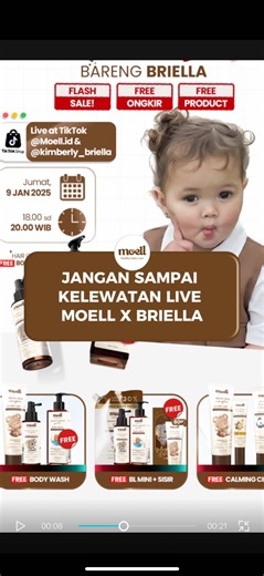 2 JAM LAGI BRIELLA AKAN MERAMAIKAN LIVENYA MOELL😝😜 #briella #moell #moellskincarebaby #skincareanak #livetiktok #tiktoklive #livetiktok