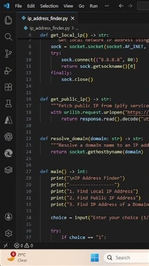 How to make basic Simple IP Address Finder using python & gptCodex project 52