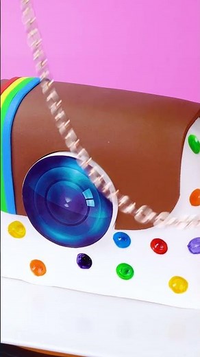Camera Fondant Cake Decorating #RainbowCake #ButtercreamCake #foodie