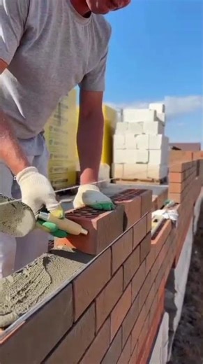 the process of installing bricks manually and neatly #shorts