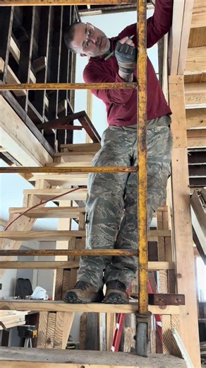 Scaffolding in stairwell