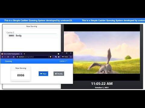 Cashier Queuing System with Live Monitor and Voice Notification in PHP and SQLite DEMO
