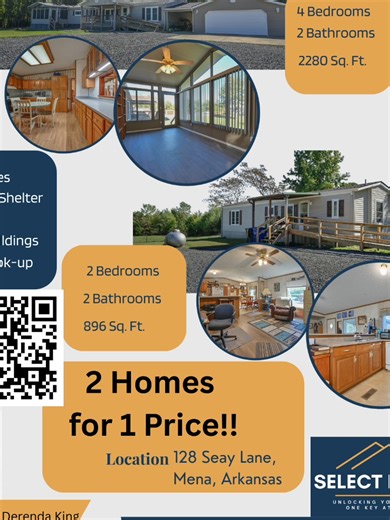 Check out these 2 homes for sale with 20 acres in Mena, Arkansas! https://menaselectrealty.com/128-seay For all your real estate needs, give one of our awesome agents a call! 💙 Le-Ann Miller Holmes, Principal Broker 479-234-7310 Brittany Roberts, Executive Broker/Owner 479-216-4664 Bri Cook, Office Manager 479-216-6415 Derenda King, Associate Broker 225-266-0400 Deana Dixon 479-234-7572 Sandra Thomas 479-234-3952 Kyle Todd, Auctioneer 479-234-3391 Larry Reynolds 985-714-3405 Mckenzi Summit 479-