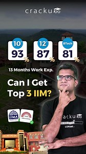 Profile Review for IIM Admission: 10th-93%, 12th-87%, Grad-81% 13 months of Work Experience. Is it good enough to get into IIM ABC? Good enough to secure a seat in IIM? Watch the full video to know  #iim #iimadmission #profilereview #cat2024 #fms #cracku #mbalife #mba #bschool | Cracku | Facebook