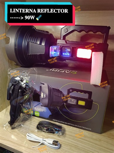 Linterna Reflector LED XHP90 90W – Linterna larga alcance 90W