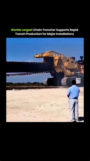 sci || tech || history on Instagram: "The Tesmec 1475 chain trencher uses a continuous cutting chain to remove soil in a controlled stream. . . The long boom holds the chain in a fixed path that keeps trench depth consistent during extended runs. .. . . The tracked base supports stable movement on uneven ground and maintains slow forward travel for steady cutting. . . . The cutters break soil and rock, then move material to the side through a conveyor for clean discharge. . . The Tesmec 1475 sup
