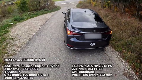2023 Lexus ES300h hybrid 218 PS city POV drive with fuel consumption