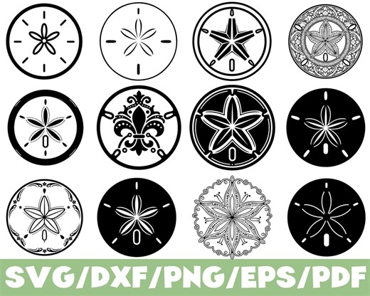 Sand Dollar Bundle SVG Silhouette Beach Ocean Coastal Clipart Set - Etsy