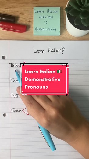 Learn Italian 🇮🇹 - Demonstrative Pronouns . . . . . #italianforbeginners #italianforforeigners #italianlesson #italian101 #learnitalian #italianoparabrasileiros #italianoparaprincipiantes #italianoparaespañoles #italianoparahispanohablantes #italianoparaniños #fyp #foryou