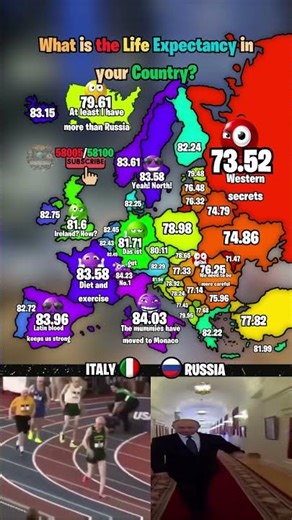 What is the life expectancy in your country? 👴🏡 #shorts #map #europe #geography