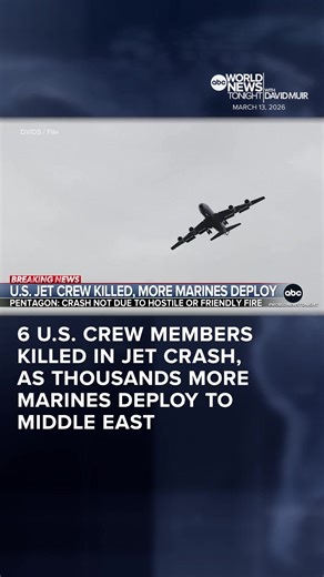 The #Pentagon confirmed that six American service members were killed when their refueling plane crashed went down in western #Iraq. It comes as an additional 5,000 U.S. #Marines and sailors are sent to the #MiddleEast. Ian Pannell has the latest. #WorldNewsTonight