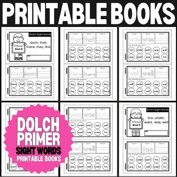Kindergarten Dolch Primer Sight Word Mini-Books | Word Work