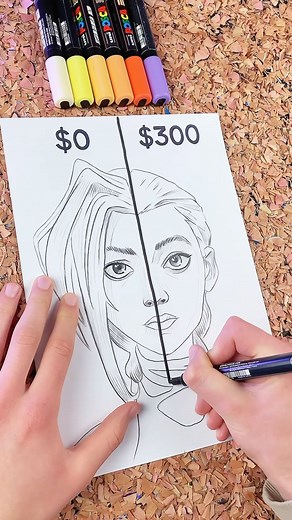 ✨0$ vs 300$✨ Jinx From Arcane #coloredpencil #drawing #hyperrealism #pencildrawing | Franciszek Bielak