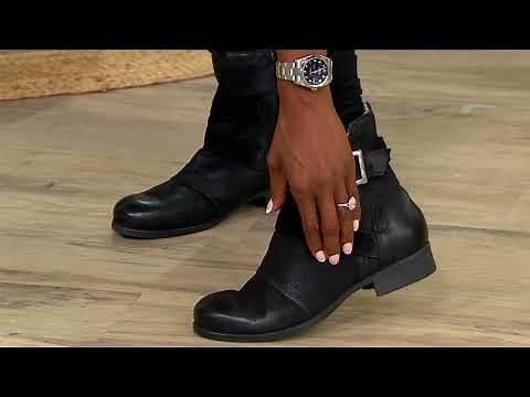 Miz Mooz Leather Buckled Ankle Boots - Sabel on QVC