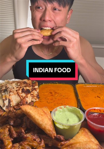 First, but not the last time I will be trying Indian food!! 🍛🫓🧅🥭 I ordered a butter chicken, chicken tikka masala, onion bhaji, chicken samosas, garlic naan, a side of jasmine rice, and a mango lassi… very flavorful… kinda spicy… 🥵🌶️ #fyp #fypシ゚viral #indianfood #foodie #mukbangeatingshow